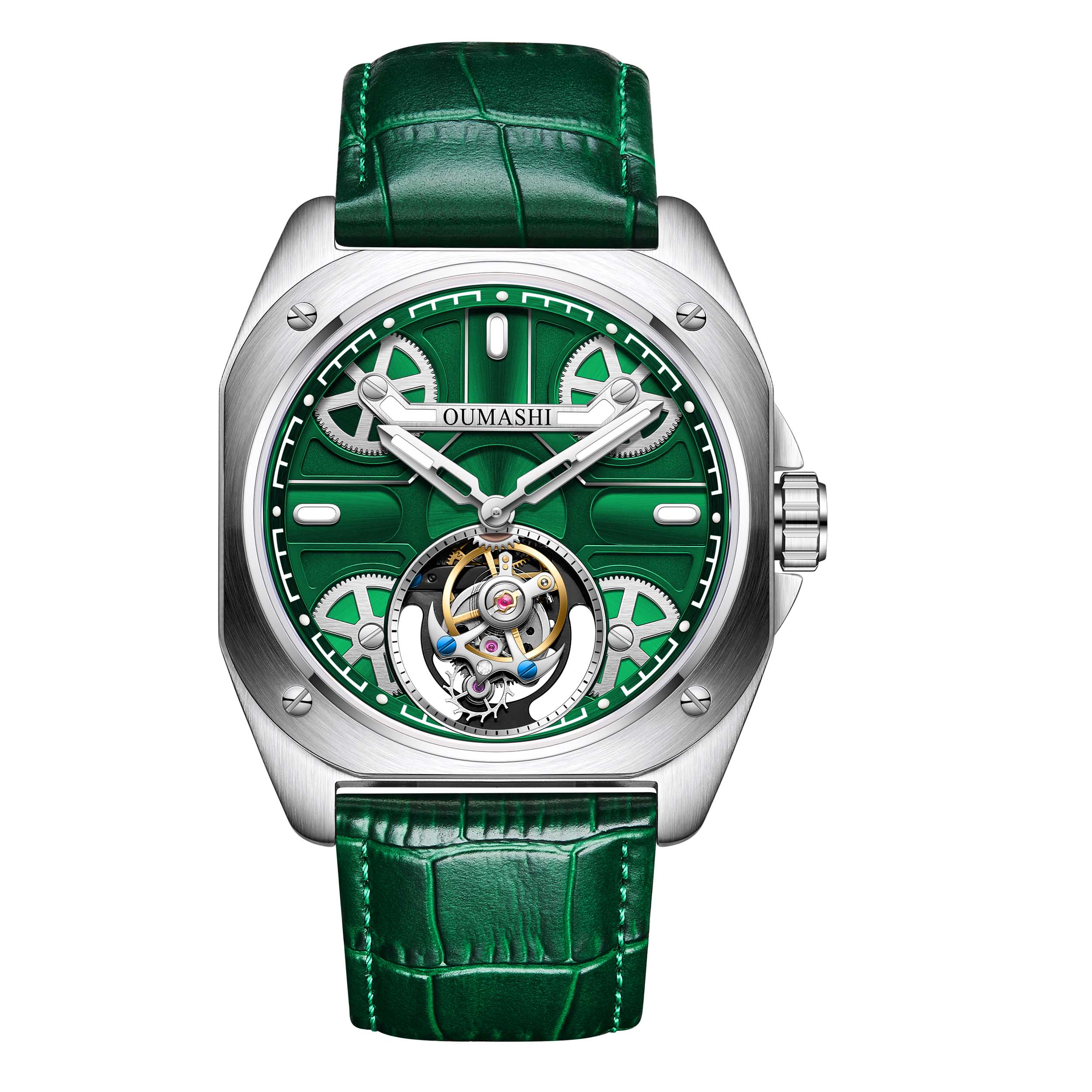 43mm diameter manual tourbillon movement made of sapphire, glass, stainless steel material