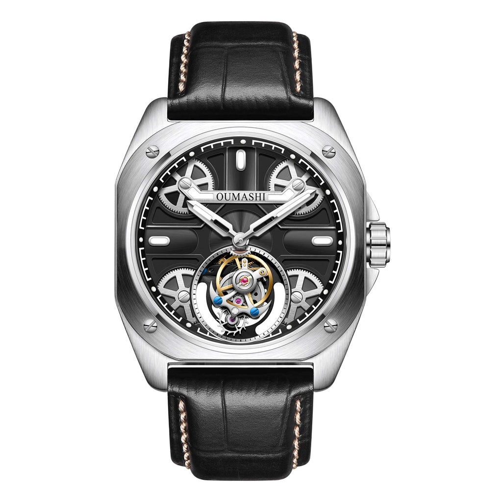 43mm diameter manual tourbillon movement made of sapphire, glass, stainless steel material