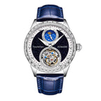 43mm diameter automatic tourbillon movement made of sapphire, glass, stainless steel material