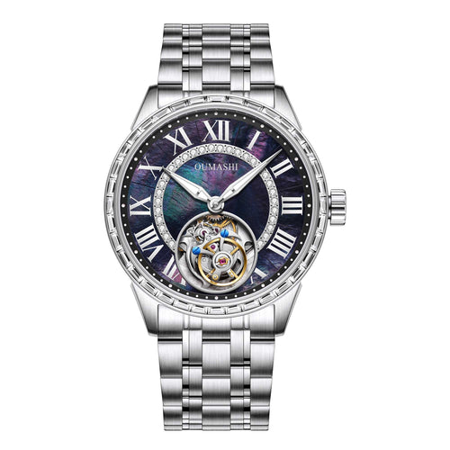 43mm diameter automatic tourbillon movement made of sapphire, glass, stainless steel material