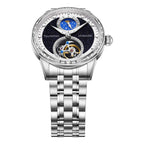 43mm diameter automatic tourbillon movement made of sapphire, glass, stainless steel material